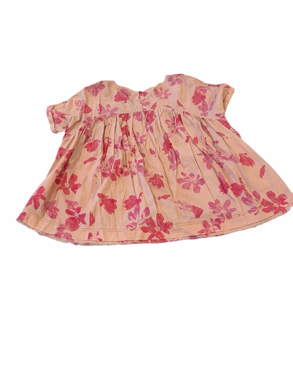We The Free Floral Linen Blend Oversized Babydoll Top Peach Pink XS Boho EUC - Picture 2 of 4